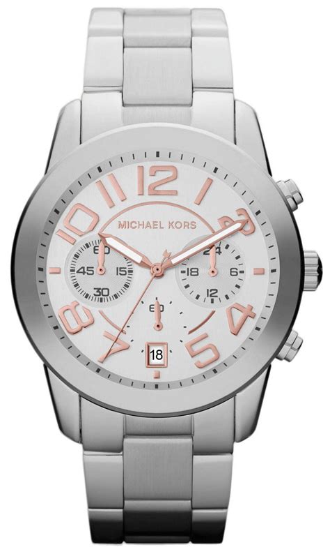 michael kors mercer chronograph silver dial ladies watch mk5725|Michael Kors MK5725 Mercer Silver Dial Stainless Steel .